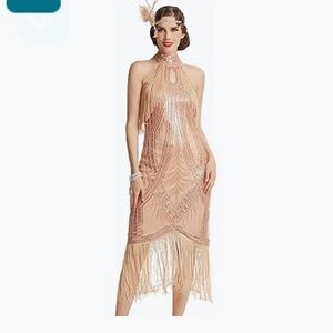 Long fringed flapper dress, nwot
